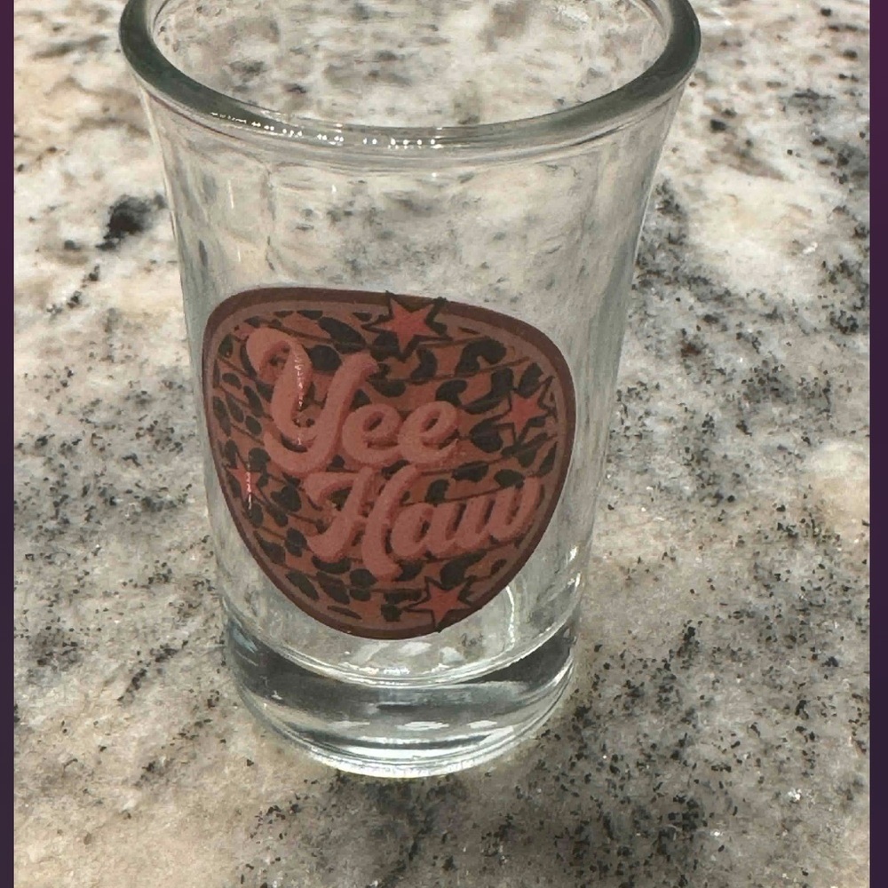 Yee Haw Shot Glass with Leopard Print